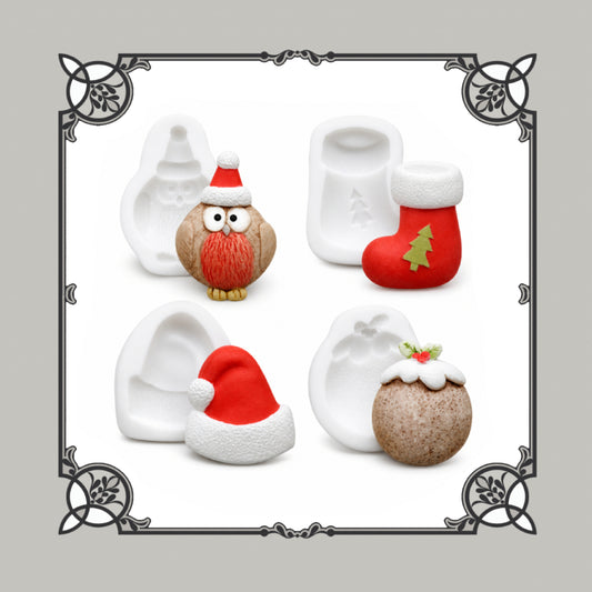 Set Of 4 Xmas Silicone Moulds - Food Safe