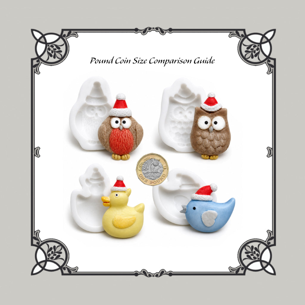 Set Of 4 Xmas Birds Silicone Moulds - Food Safe