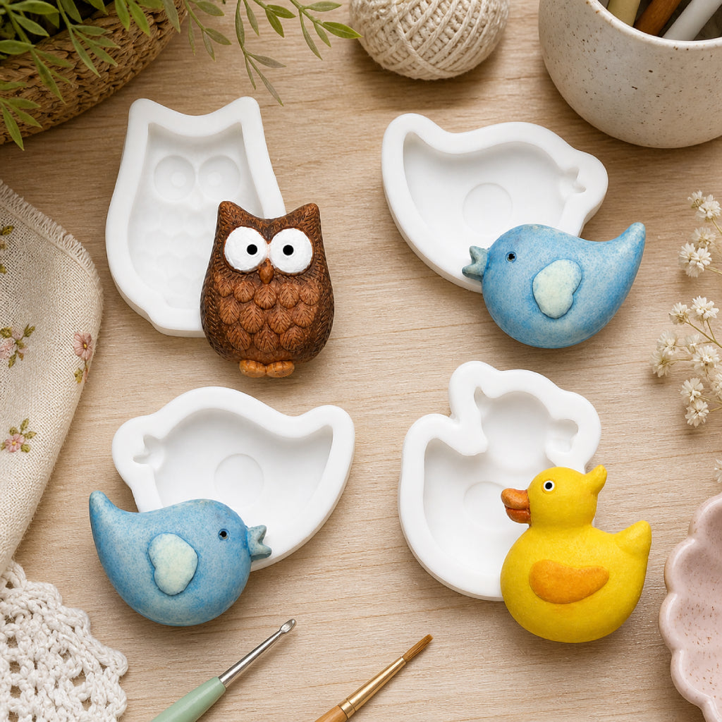 Set Of 4 Little Birds Silicone Moulds - Food Safe