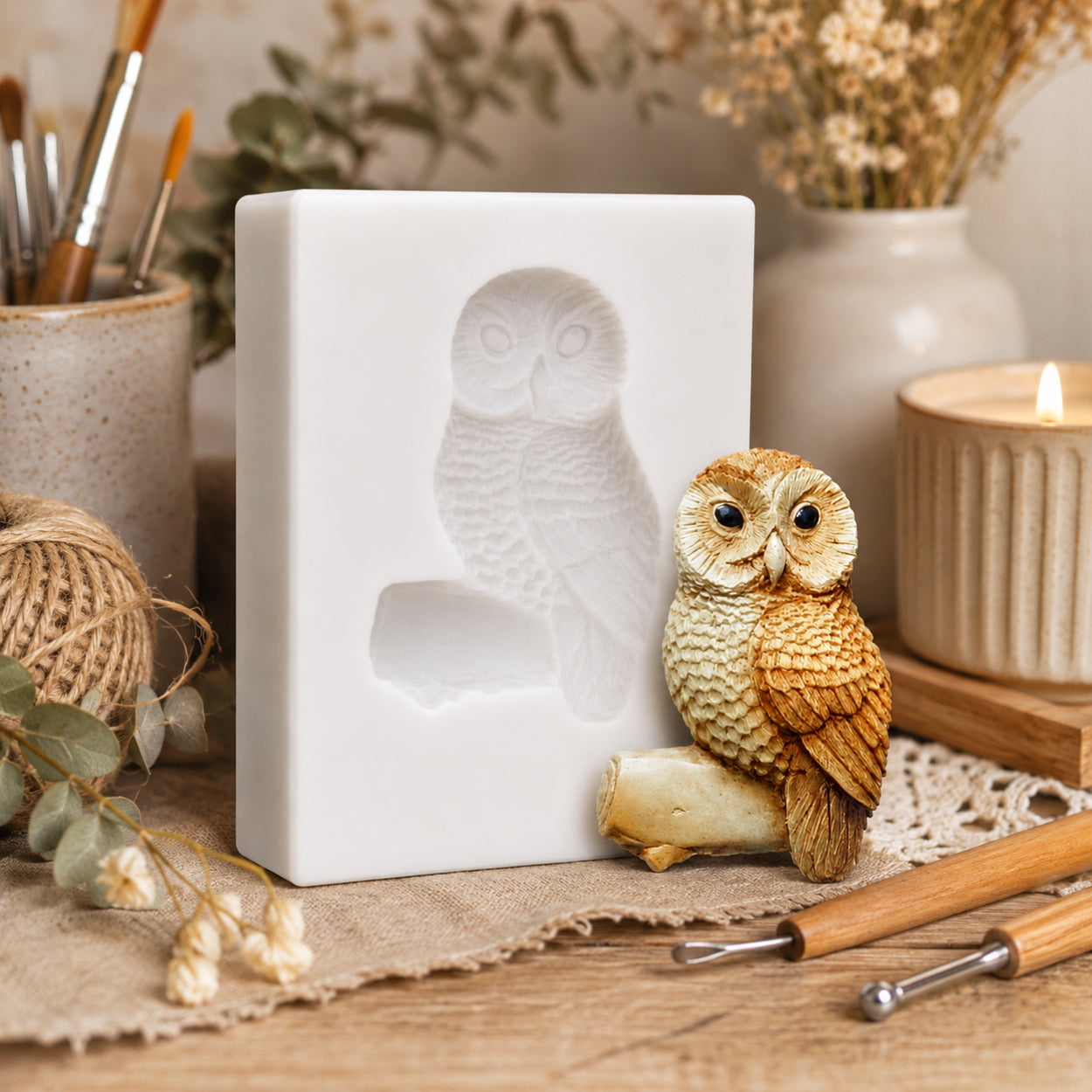 Owl On Branch Silicone Mould - Food Safe