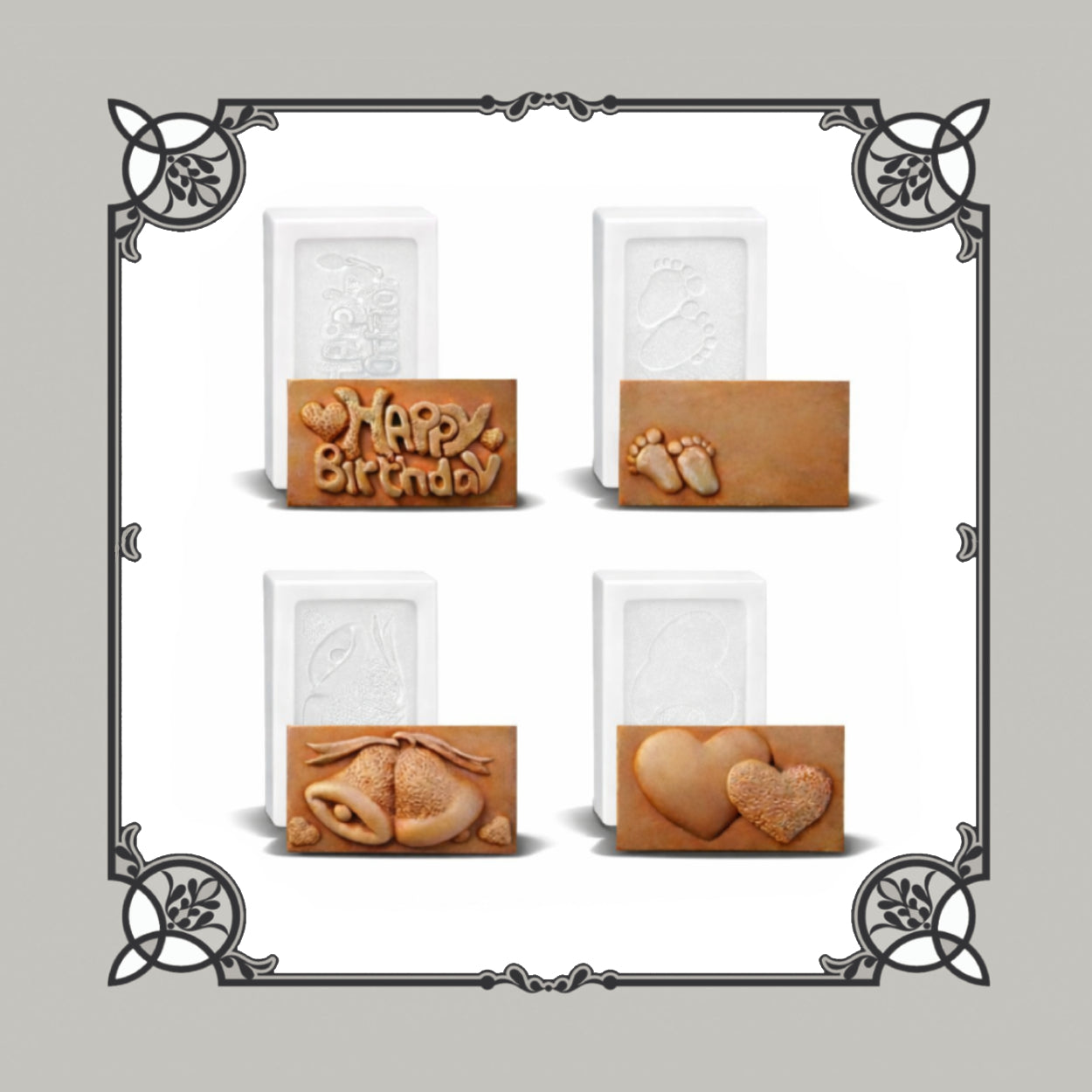 Set Of 4 Occasion Plaques Silicone Moulds - Food Safe