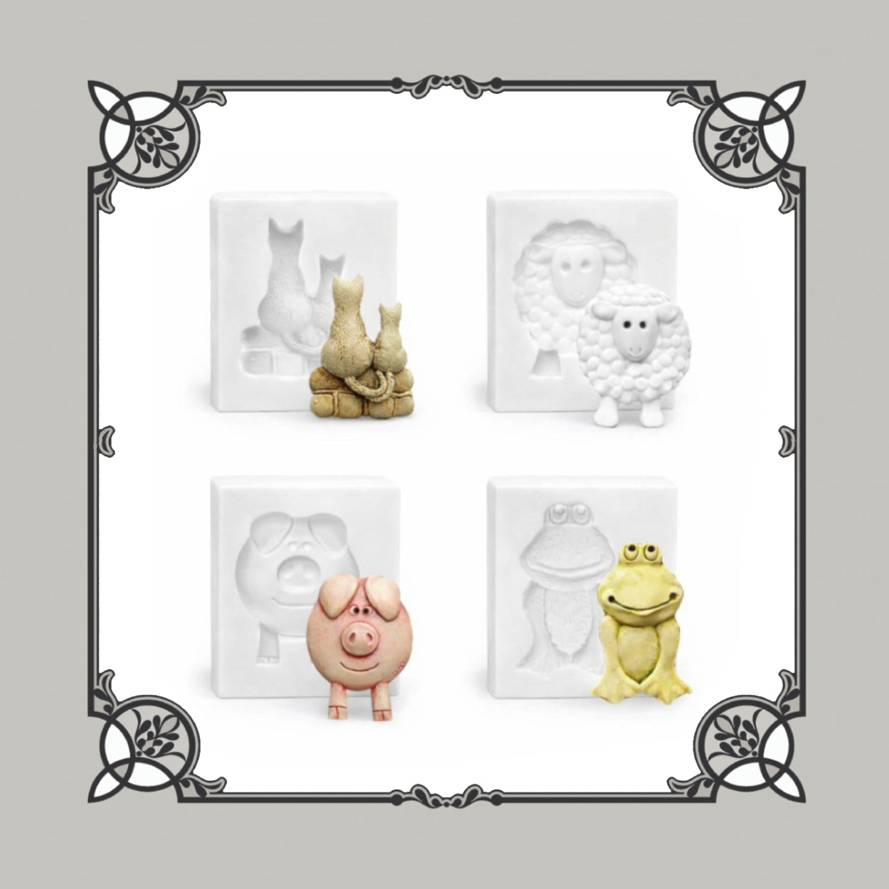 Set Of 4 Fun Animal Silicone Moulds - Food Safe