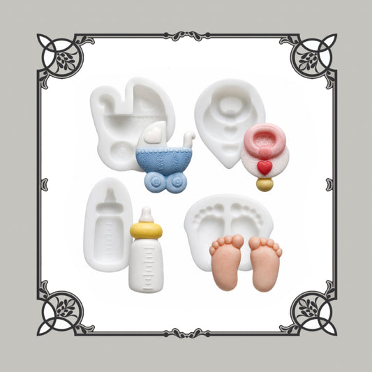 Set Of 4 Baby Silicone Moulds - Food Safe