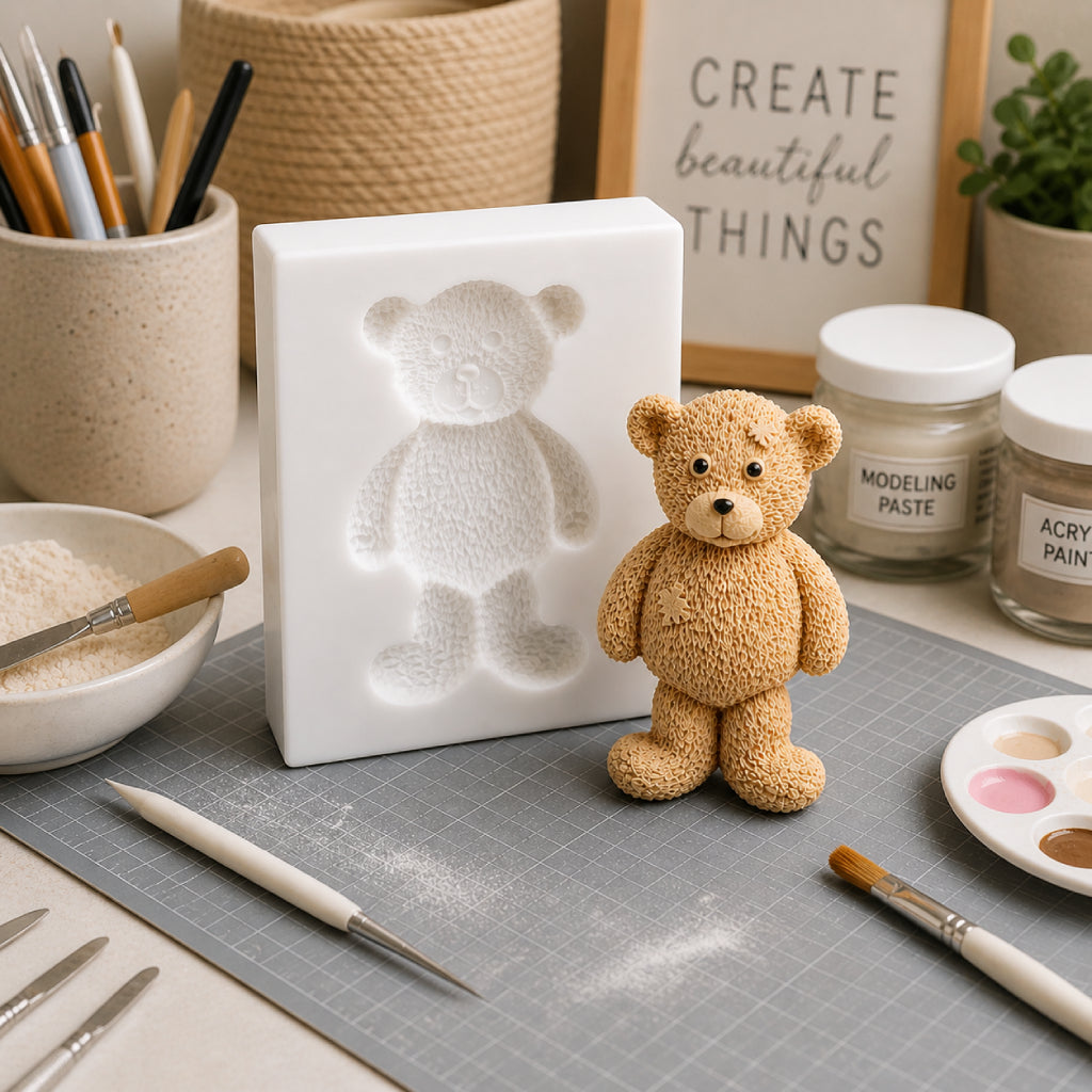 Bear & Bear Holding Heart Silicone Moulds - Food Safe