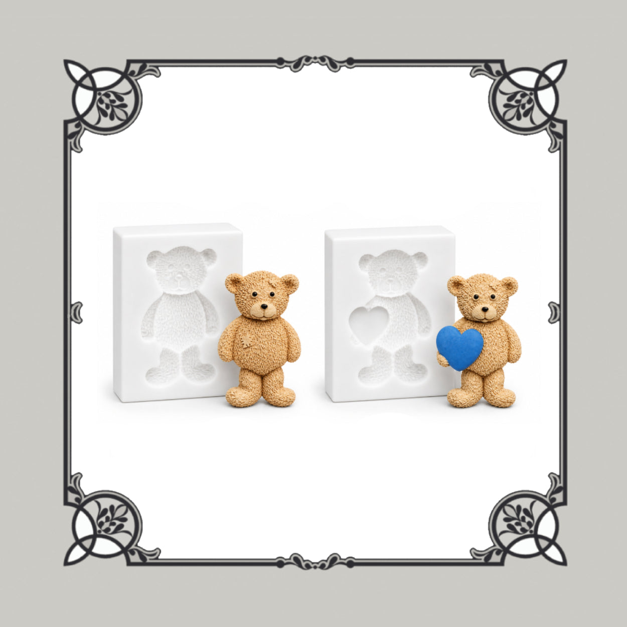 Bear & Bear Holding Heart Silicone Moulds - Food Safe