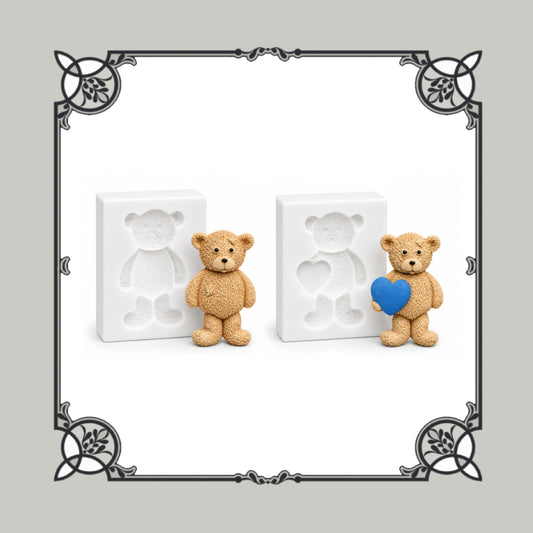 Bear & Bear Holding Heart Silicone Moulds - Food Safe