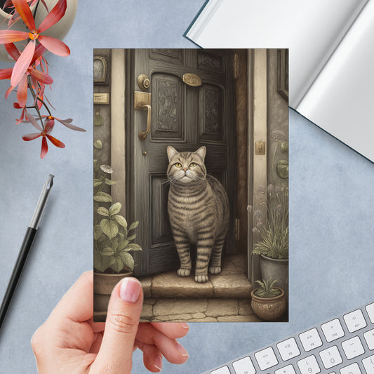 Door Cat Greeting Card