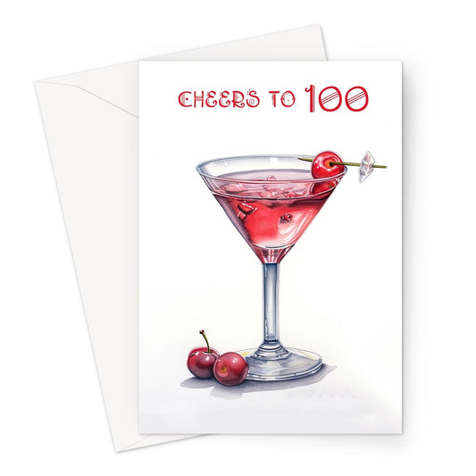 Cherry Cocktail 100th Birthday Greeting Card
