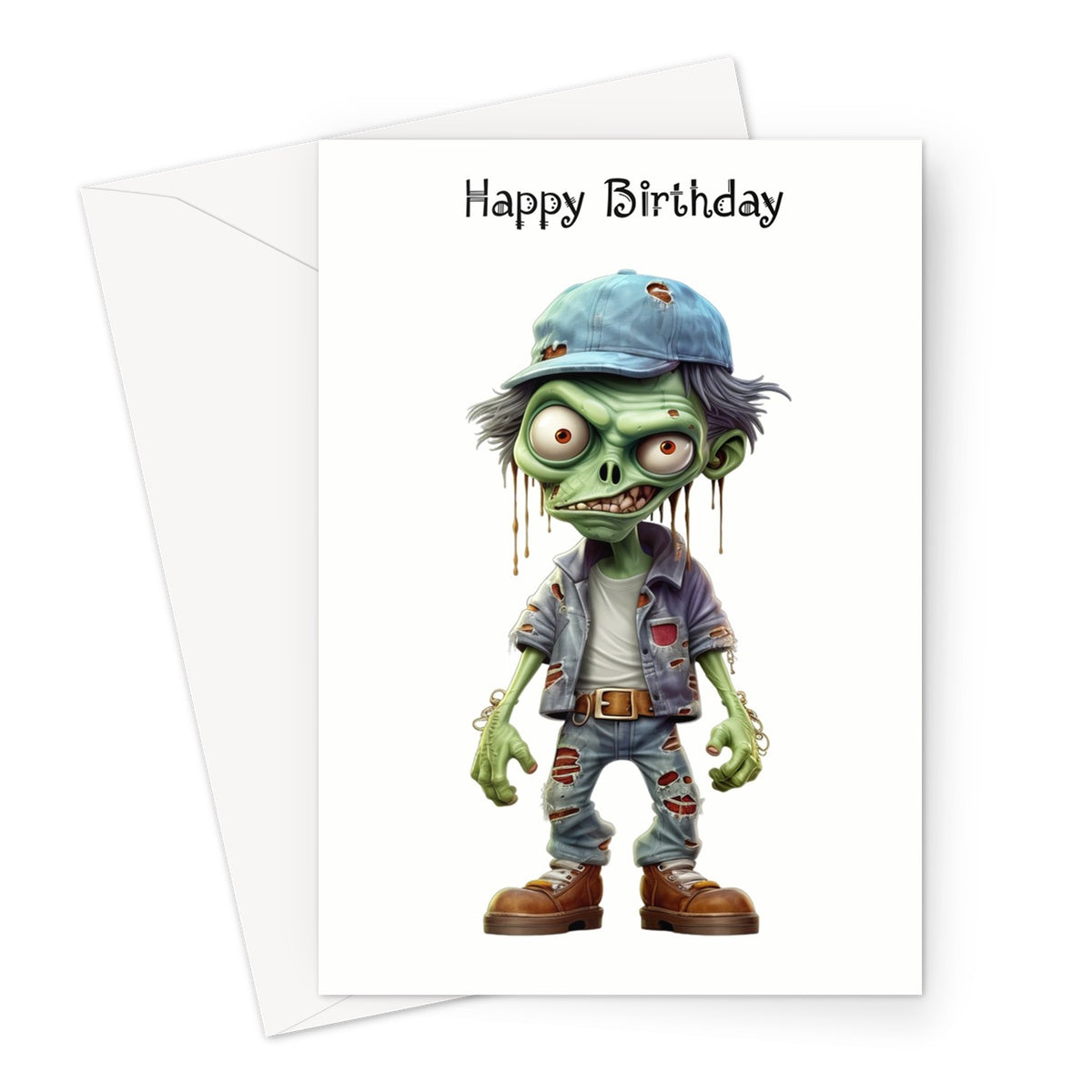 Little Zombie Birthday Greeting Card