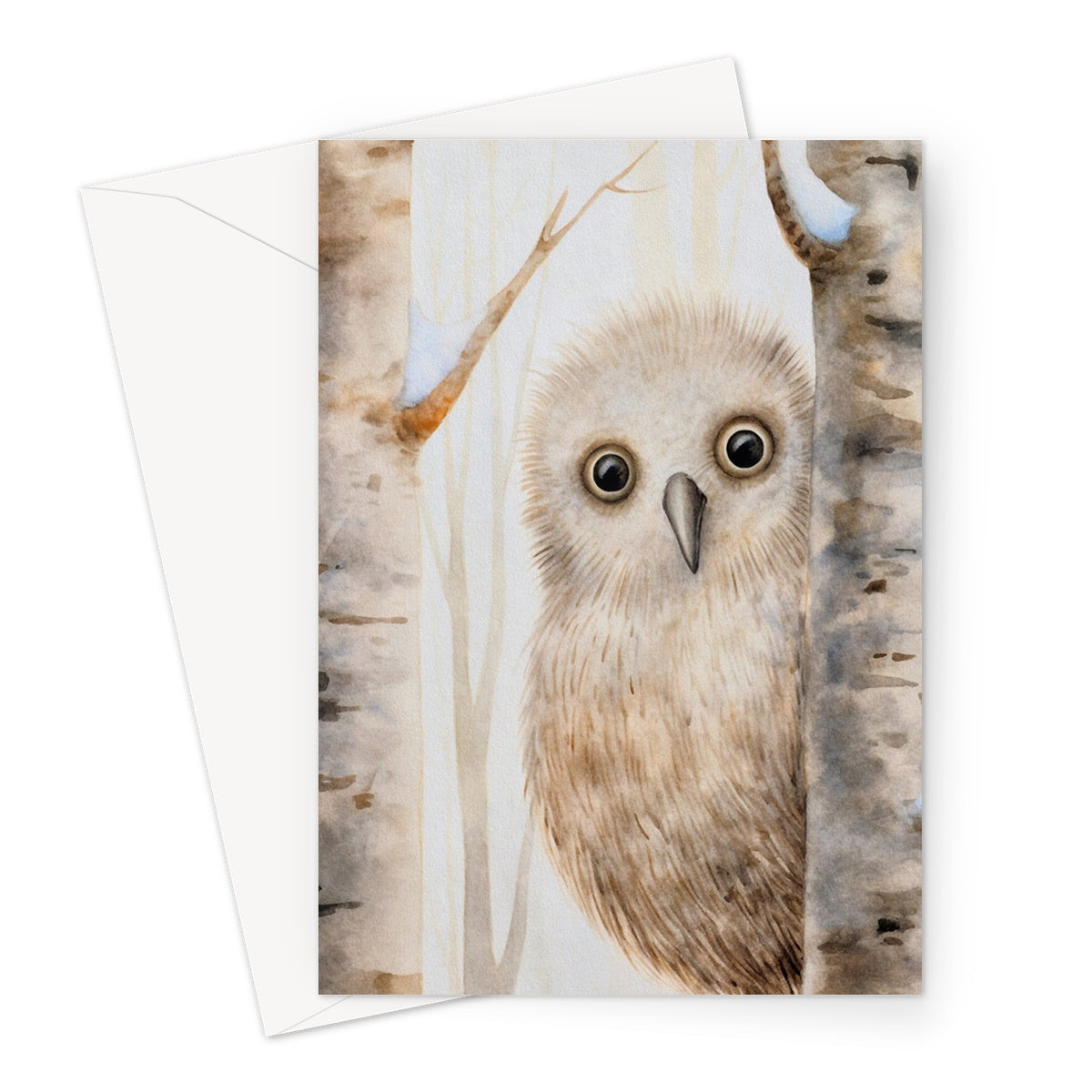 Shy Baby Owl Greeting Card