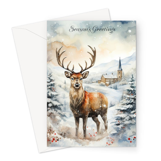 Winter Stag Xmas Greeting Card