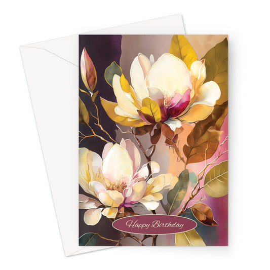Pink Floral Birthday Greeting Card