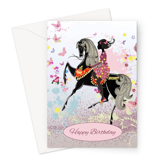 Girl And Horse Birthday Greeting Card