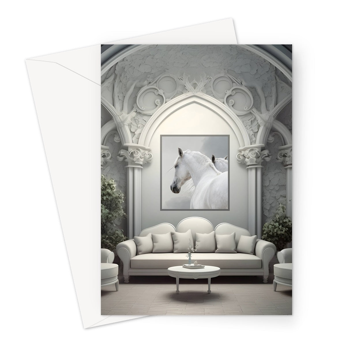 Gray Room Horse Greeting Card