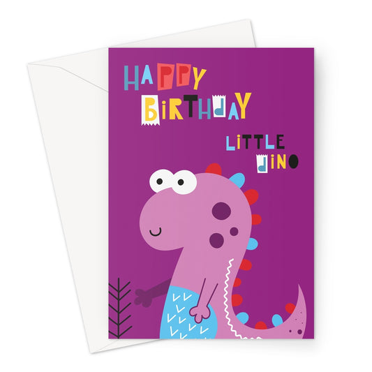 Purple Dino Birthday Greeting Card