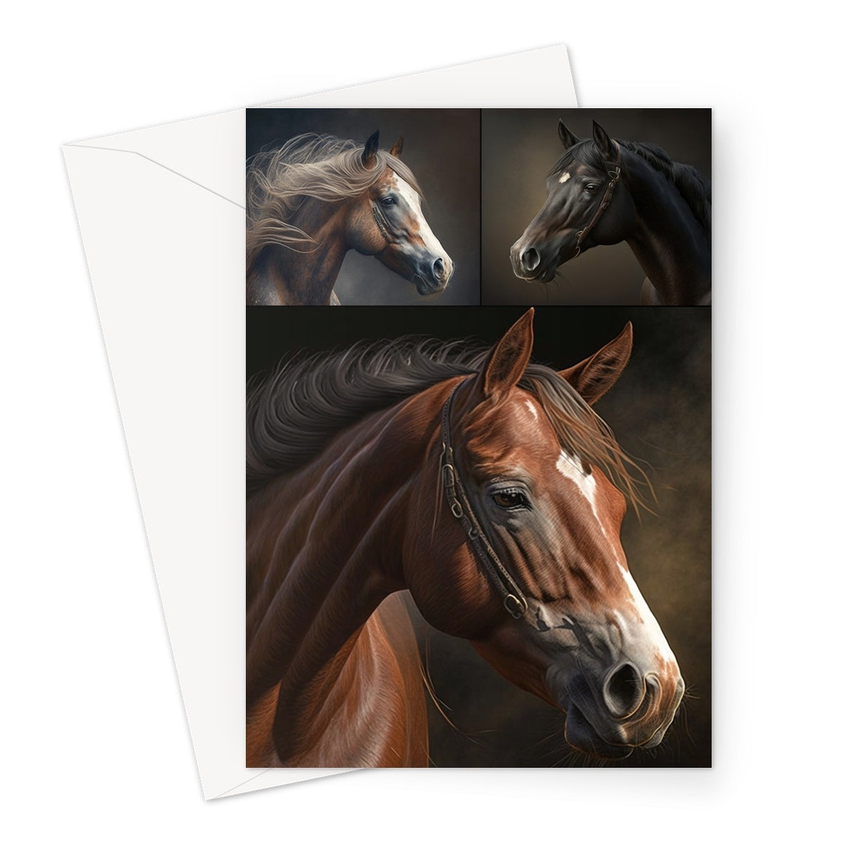 Three On One Horse Greeting Card
