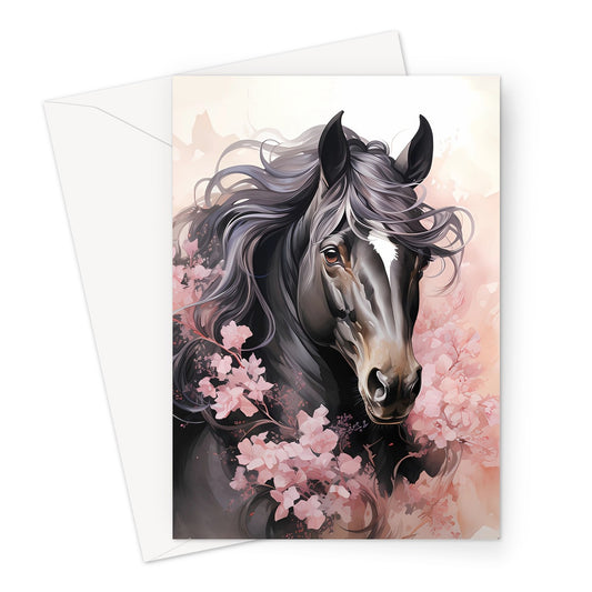 Floral Art Horse Greeting Card