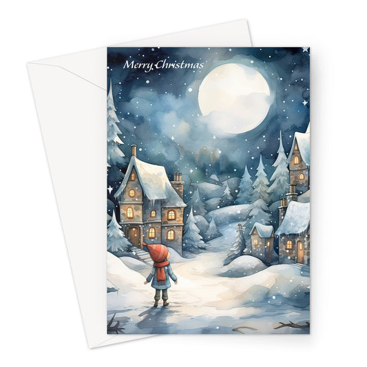 Bright Winter Moon Xmas Greeting Card