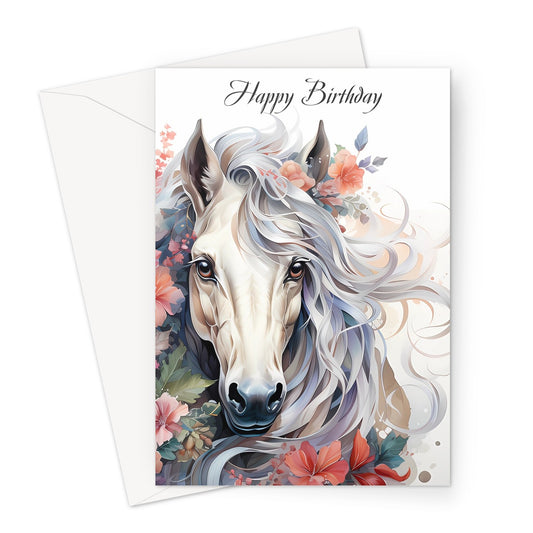 Flower Horse Birthday Greeting Card