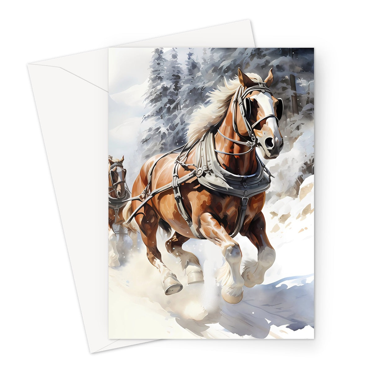 Mighty Snow Runner Horse Greeting Card