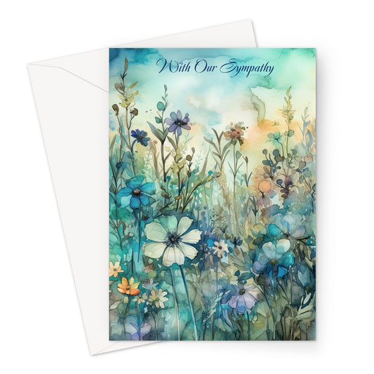 Blue Flowers Sympathy Greeting Card