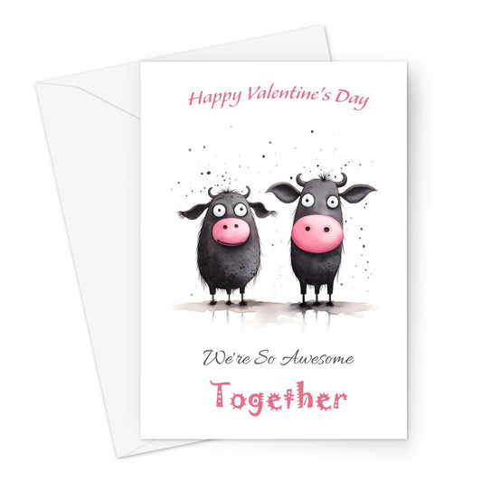 Fun Cow Couple Valentine Greeting Card